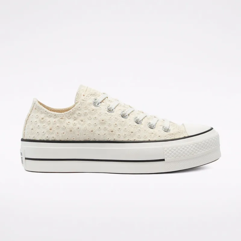 Converse Canvas Broderie Platform Chuck Taylor All Star Low Top Vintage White/egret/black (571281C)