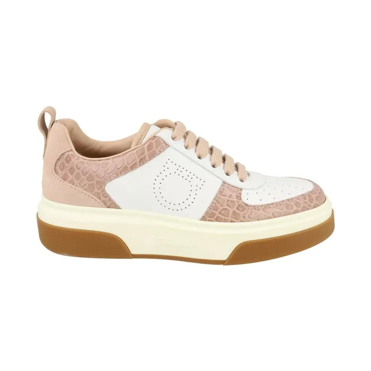 Ferragamo Cassina Low Leather Sneakers Beige Khaki (030371-758143-M)