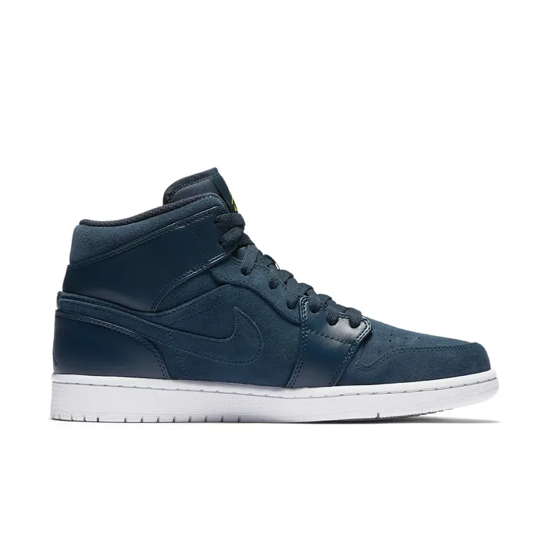 Jordan 1 Retro Mid Armory Navy Armory Navy/Electrolime-White (554724-421)