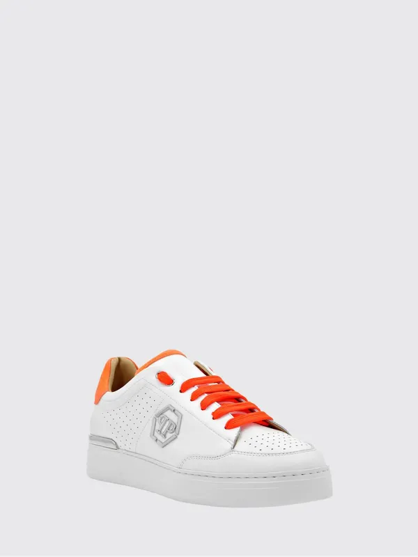 Philipp plein Leather and Suede Low-Top Sneakers with Monogram and Logo White 1 (SADSUSC0537PLE022N0120)