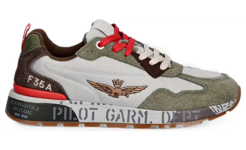 Aeronautica Militare Low-top met vlakken en geborduurd logo “Green” (261SC0276UCT0354)