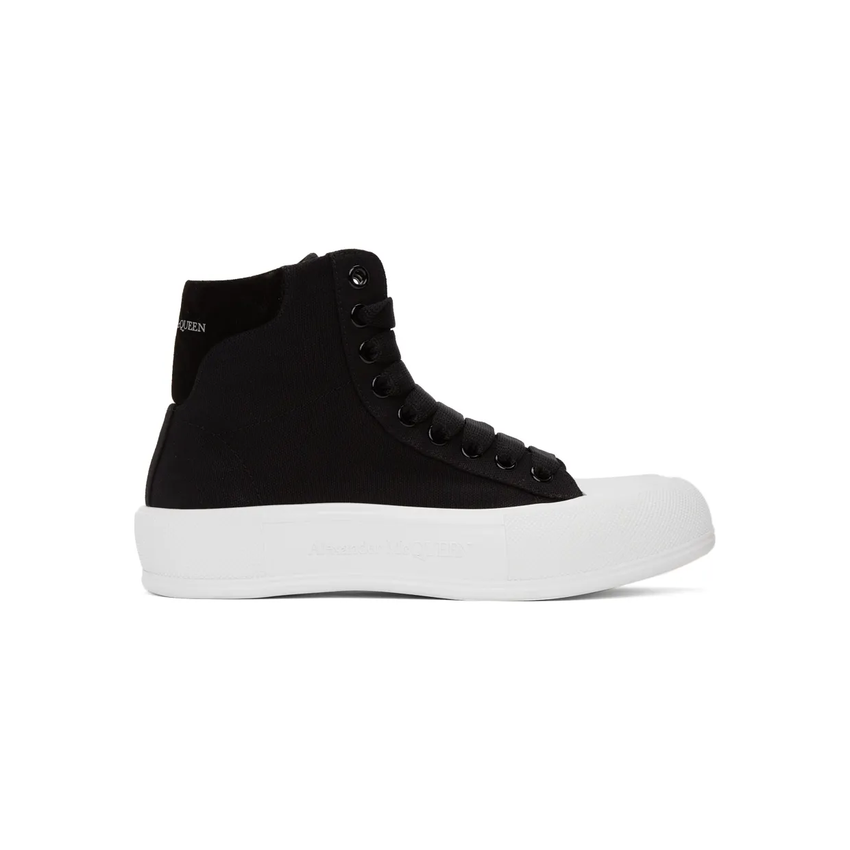 Alexander McQueen Black Deck Plimsoll High Top Sneakers (667816W4MV7)