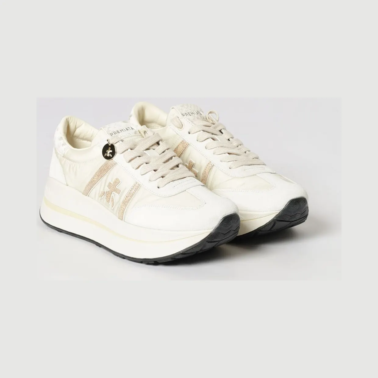 Premiata Bethcoin Suede and Mesh Sneakers White (BETHCOIN8145)