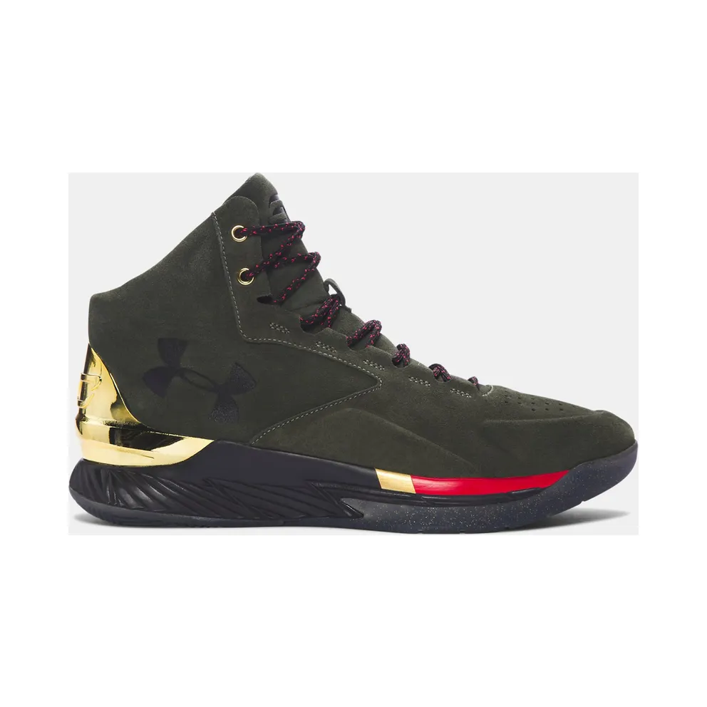 Under Armour Curry 1 Lux Mid Suede Downtown Green Downtown Green/Metallic Gold-Red (1296617-330)