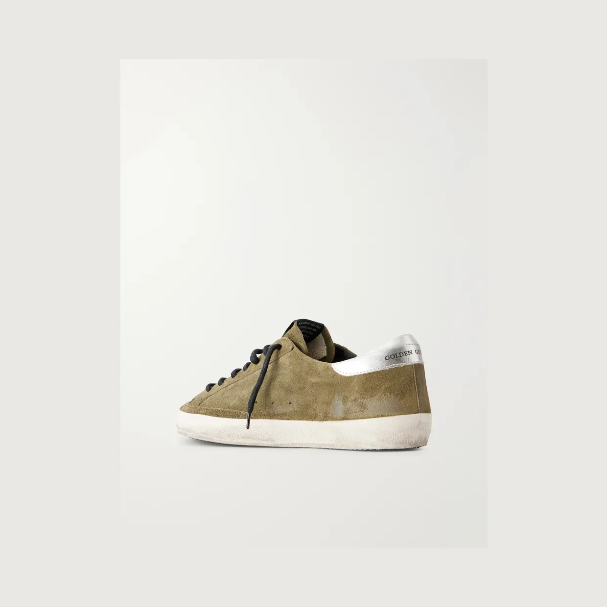 Golden Goose Super-Star Distressed Leather-Trimmed Suede Sneakers Dark green (GMF00101.F008697) (4)