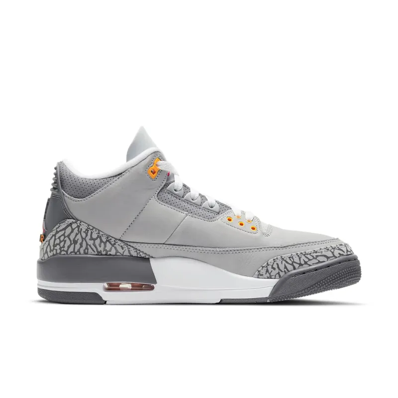Jordan 3 Retro Cool Grey (2021) Silver/Light Graphite-Orange Peel-Sport Red (CT8532-012)