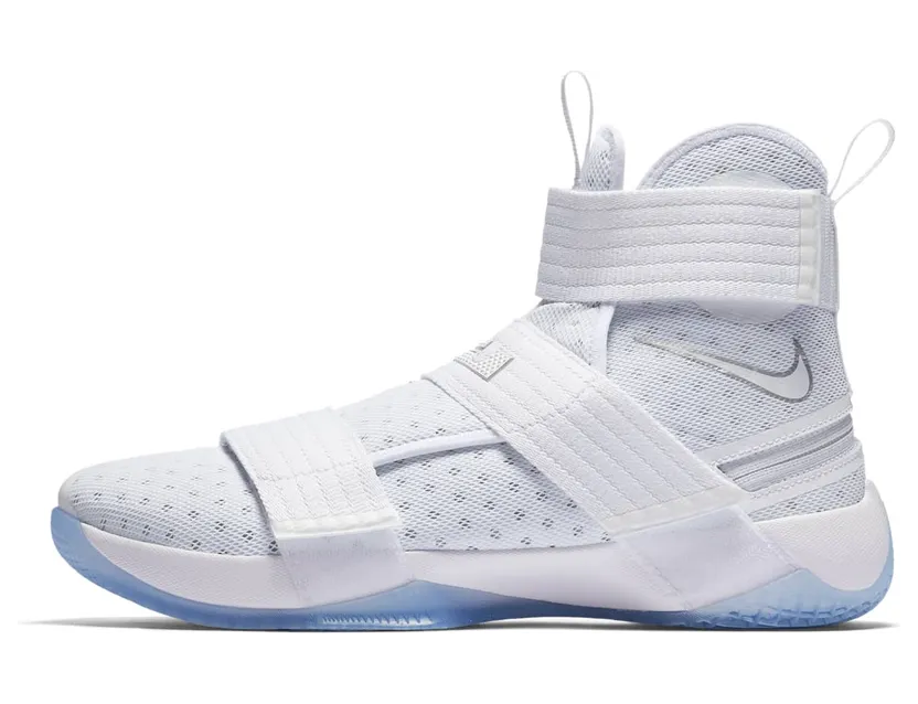LeBron Soldier 10 “FLYEASE” White/Metallic Silver-Ice Blue (917338-110)