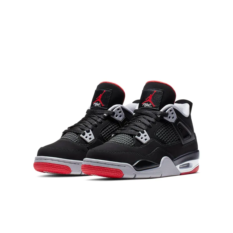 Jordan 4 Retro Bred 2019 (GS) Black/Fire Red-Cement Grey-Summit White (408452-060)