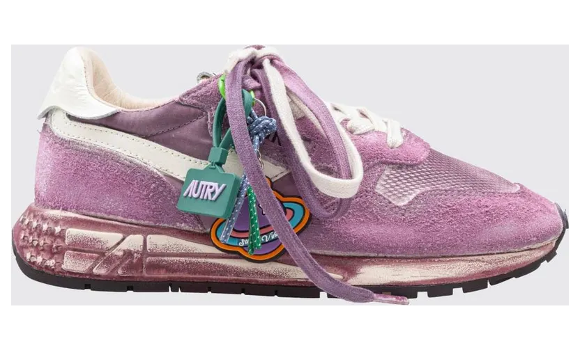 Autry Reelwind Super Vintage Bicolor Low-Top Sneakers in Suede and Mesh Pink (WVLWYG05) (3)