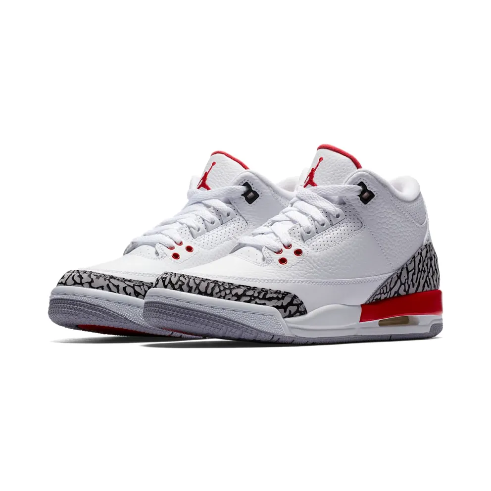 Jordan 3 Retro Hall of Fame (Sneaker Politics Special Release) (GS) White/Fire Red-Cement Grey-Black (398614-116)