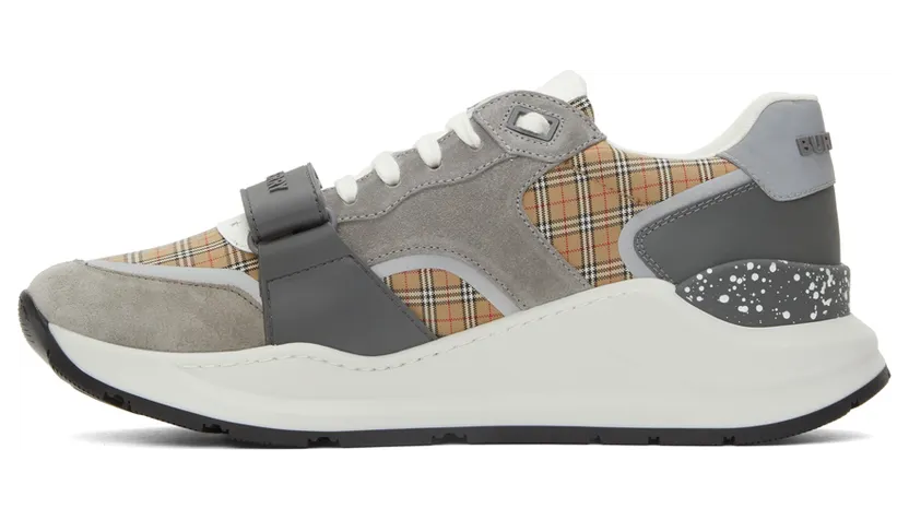 Burberry Suede & Leather Check Low Sneakers (8045295) (3)