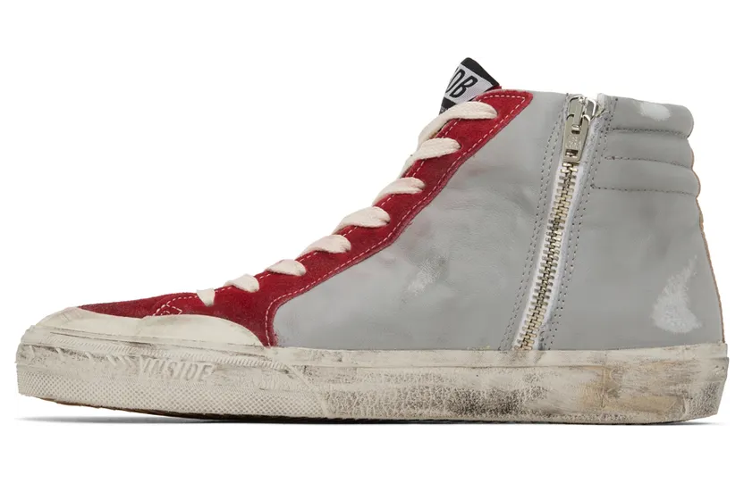 Golden Goose Gray & Red Slide High-Top Sneakers (GMF00211.F002585.81540) (3)
