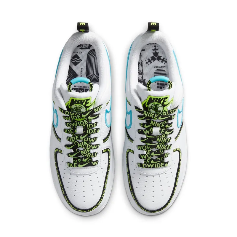 Nike Air Force 1 Low Worldwide White Blue Fury Volt White/Blue Fury-Black-White (CK7213-100)
