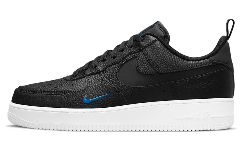 Nike Air Force 1 Low Cut Out Reflective Swoosh Black Blue (DN4433-002)