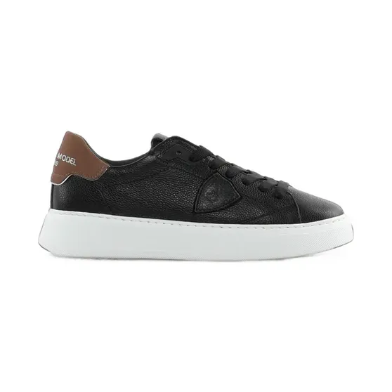 Philippe Model Paris Temple logo-patch pebbled-leather “Black” (BTLUZZ02)