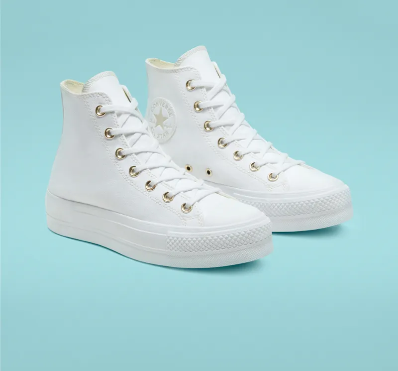 Converse Elevated Gold Platform Chuck Taylor All Star White/White/Gold