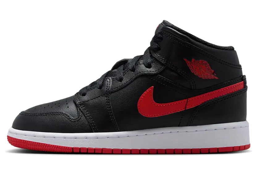 Air Jordan 1 Mid GS “Black / White / University Red” (DQ8423-005)