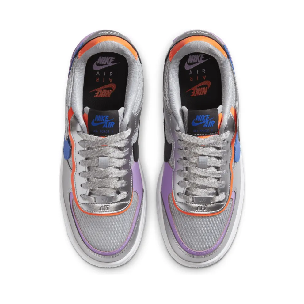 Nike Air Force 1 Shadow Metallic Silver (W) Metallic Silver/Fuchsia Glow-Hyper Crimson-Racer Blue (CW6030-001)