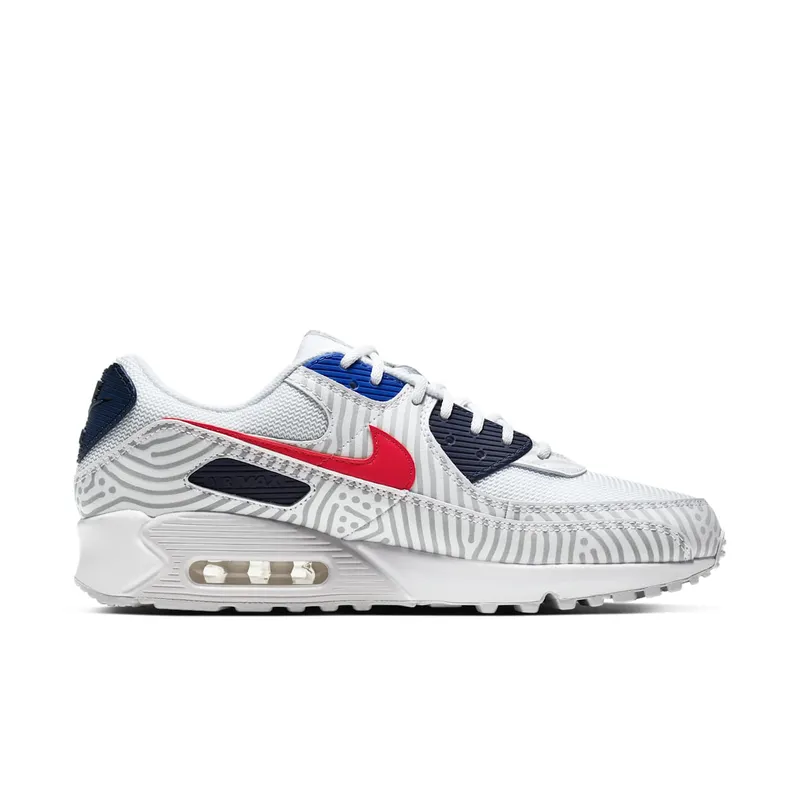 Nike Air Max 90 Euro Tour (2020) White/Midnight Navy-Bright Blue-University Red (CW7574-100)
