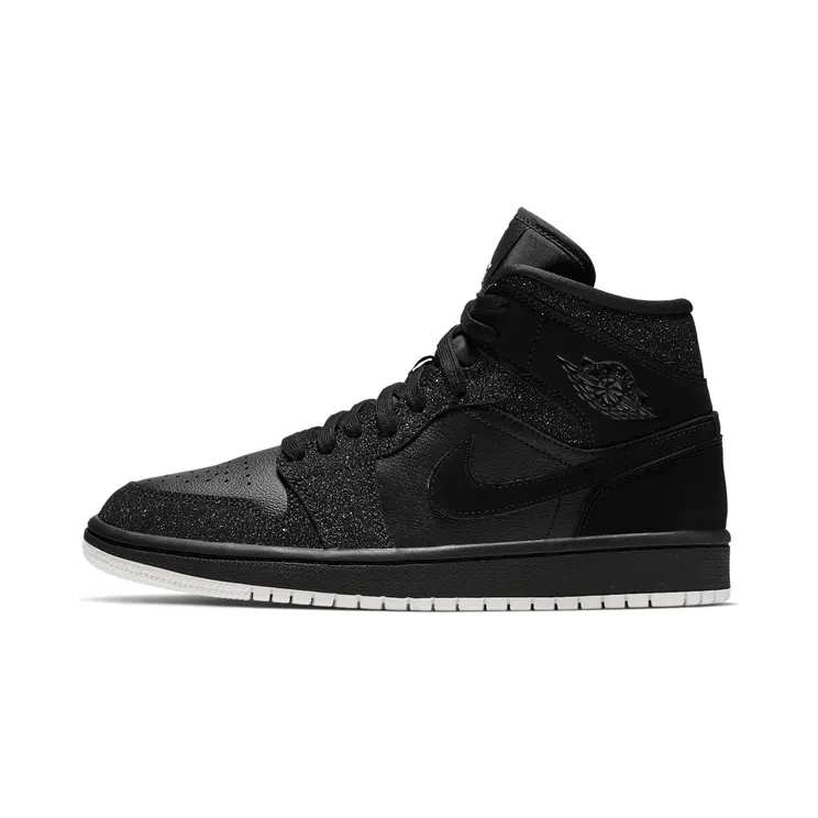 Jordan 1 Mid Glitter Black (W) “Black / White / Phantom” (BQ6472-001)