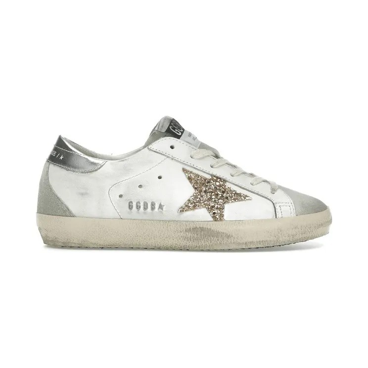 Golden Goose Super-Star White Ice Gray Gold Glitter (GWF00102.F004664-10417)