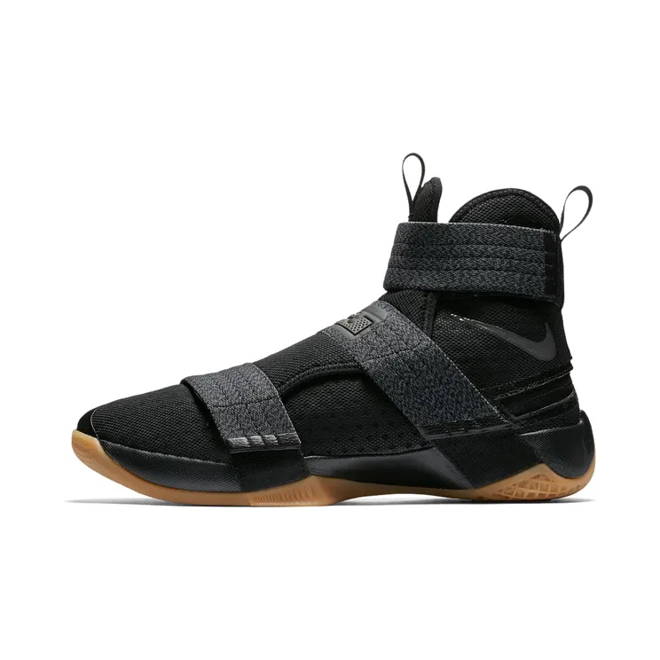 LeBron Soldier 10 “FLYEASE” Black/Gum Medium Brown-Metallic Dark Grey (917338-009)