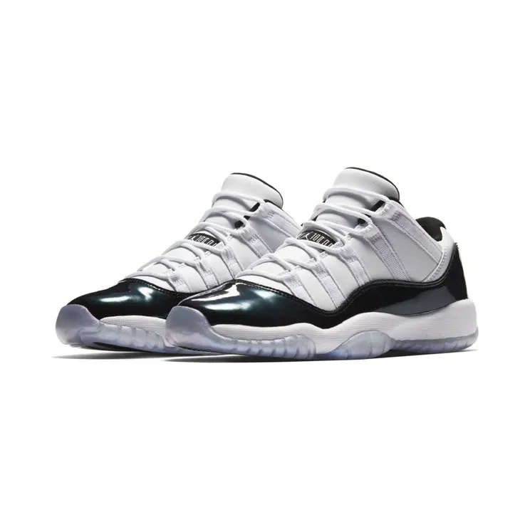 Air Jordan 11 Retro Low BG Iridescent “White / Emerald Rise / Black” (528896-145)