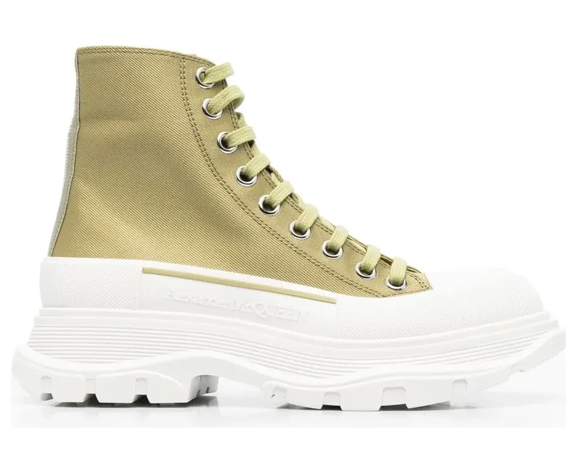 Alexander McQueen Green Tread Slick High Sneakers (697080W4U31)