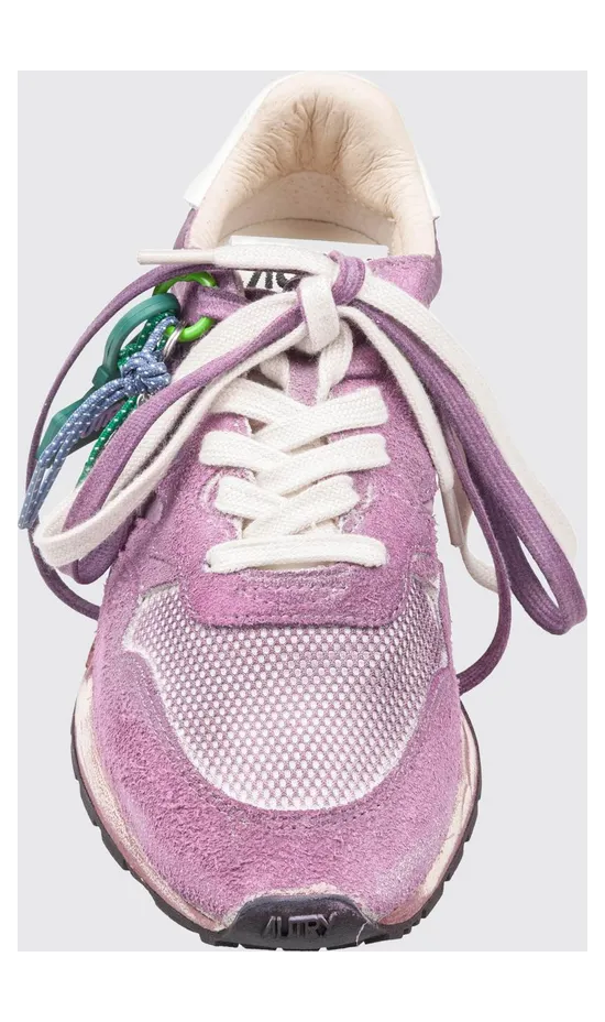 Autry Reelwind Super Vintage Bicolor Low-Top Sneakers in Suede and Mesh Pink (WVLWYG05) (2)