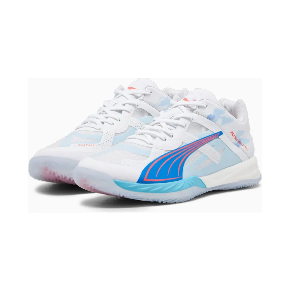 Puma Accelerate NITRO SQD Abalo Indoor Shoes White/Blue/Pink (107591-01)