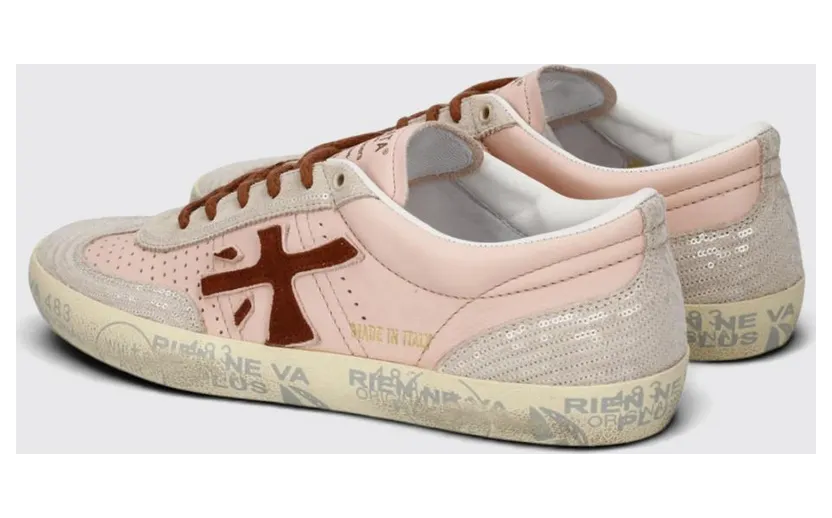 Premiata David Leather and Suede Low-Top Sneakers with Padded Ankle Pink (DAVIDD8293) (2)