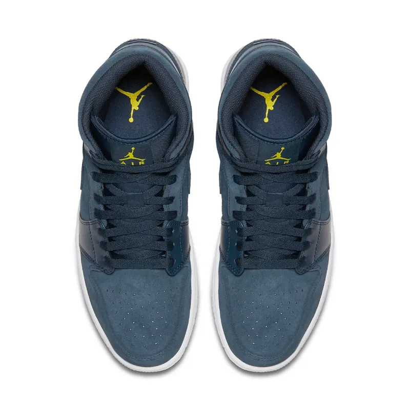 Jordan 1 Retro Mid Armory Navy Armory Navy/Electrolime-White (554724-421)