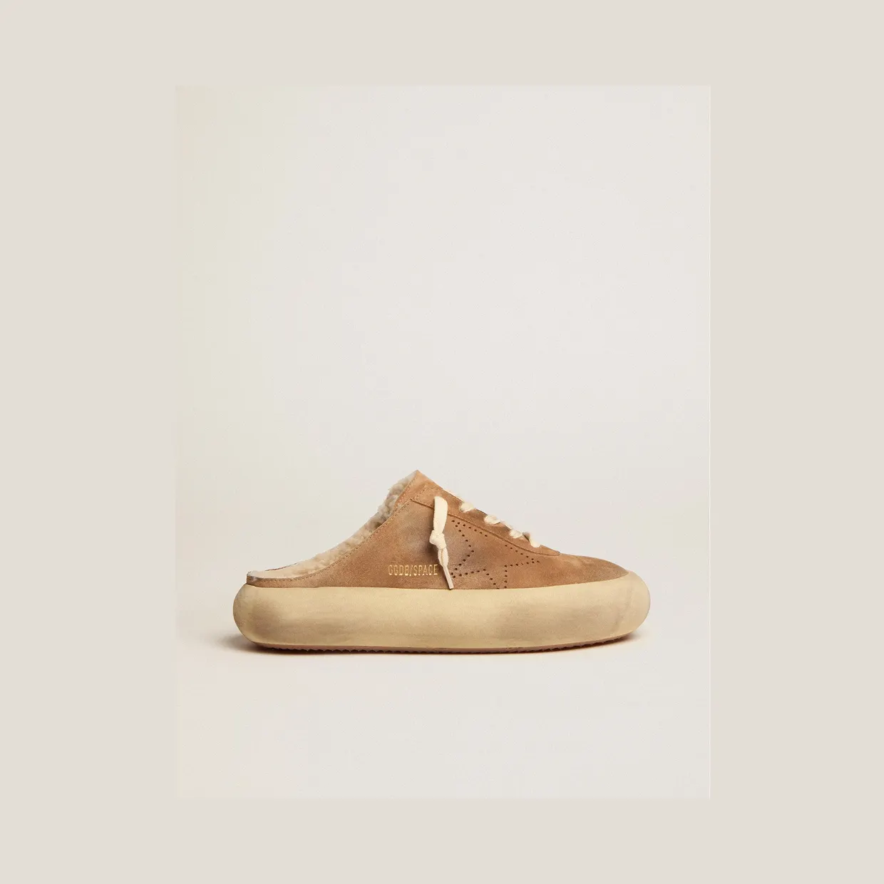 Golden Goose Space-Star Sabot Shoes In Tobacco-Colored Suede With Shearling Lining (GWF00348.F002997.55353)