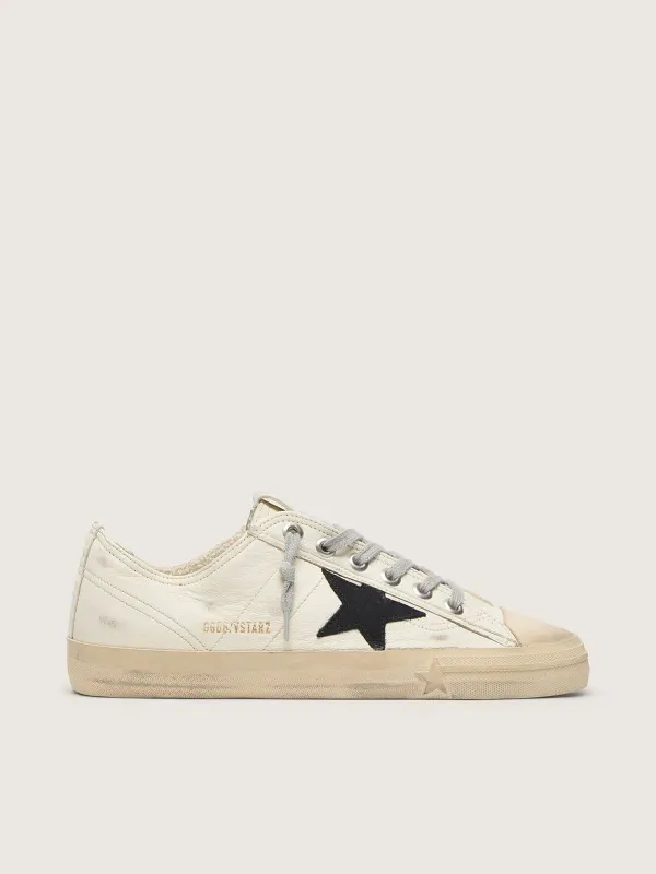 Golden Goose V-Star In Nappa Leather With Black Nubuck Leather Star (GMF00129.F003996.11360)