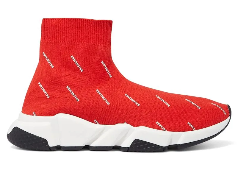 Balenciaga Speed Trainer Logo Print Red White (530360 W0650 6577)
