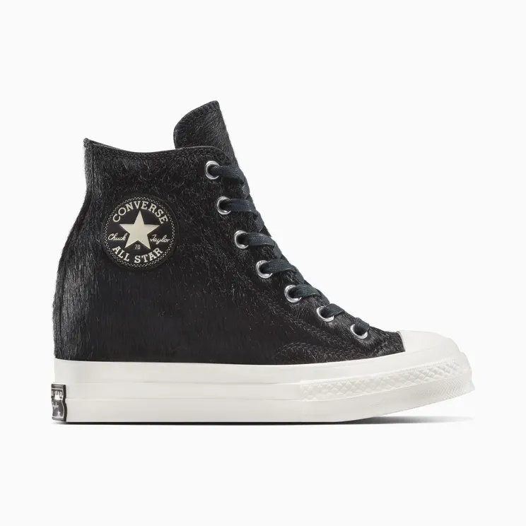 Converse Chuck 70 Wedge Platform Luxe Pony Hair Black/Black/Egret (A12561C)
