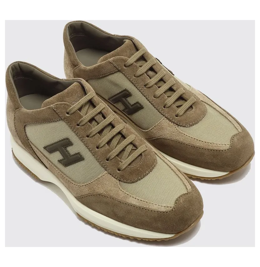 Hogan Interactive Mesh and Suede Sneakers Brown (HXM00N0I980UGO828T)