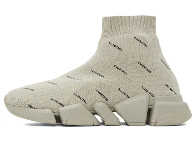Balenciaga All Over Logo Speed 2.0 Beige (617239W2DBO9910) (3)