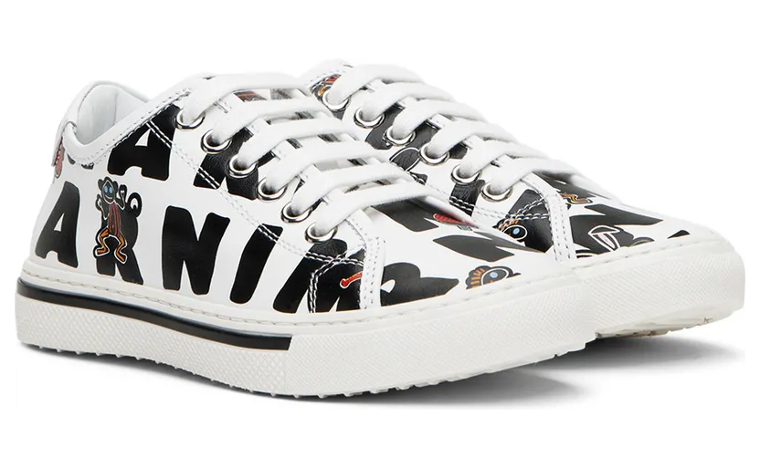 Marni Kids White Graphic Low Sneakers (70402) (4)