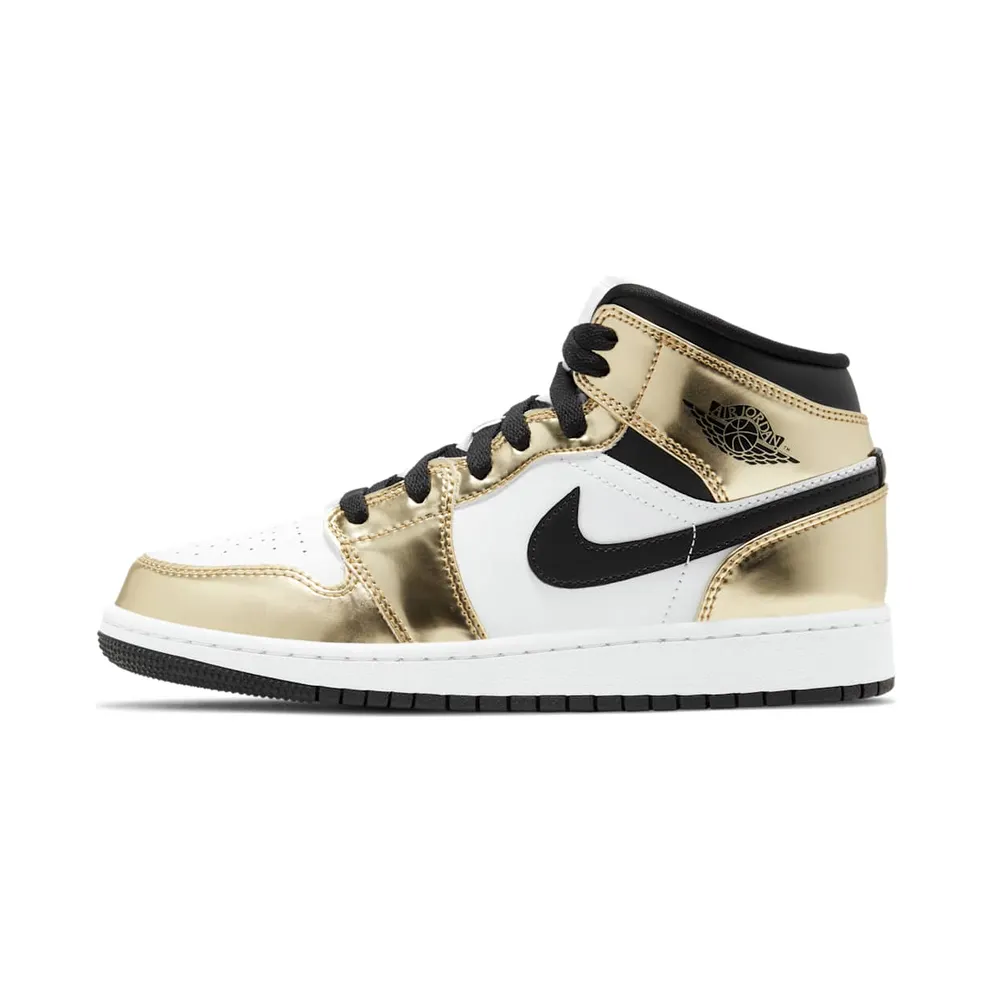 Jordan 1 Mid Metallic Gold Black White (GS)
