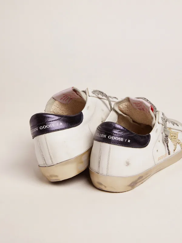Golden Goose Women’S Super-Star With Blue Heel Tab And Swarovski Crystal Star (GWF00101.F001556.81134) (5)
