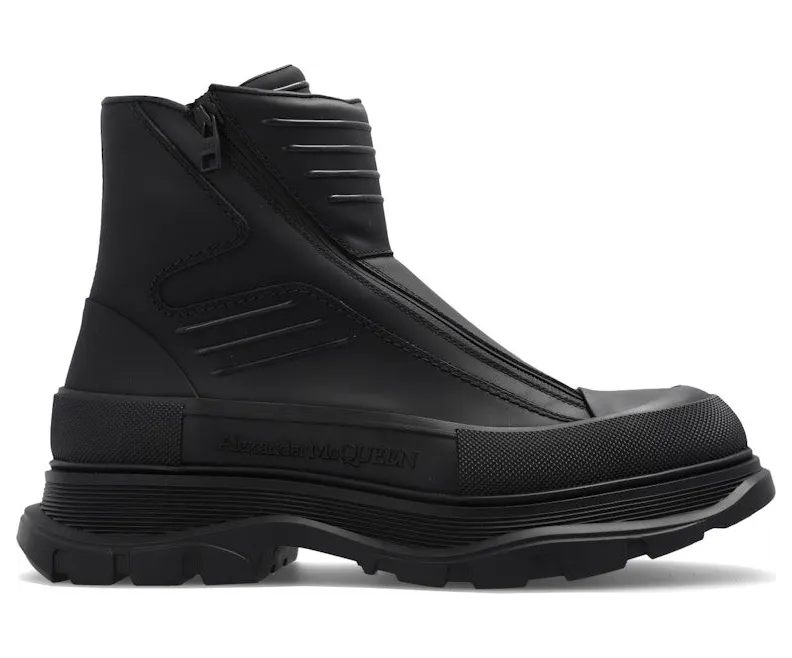 Alexander McQueen Tread Slick Leather Zip-up Ankle Boot Black (757712 WHYKF 1000)