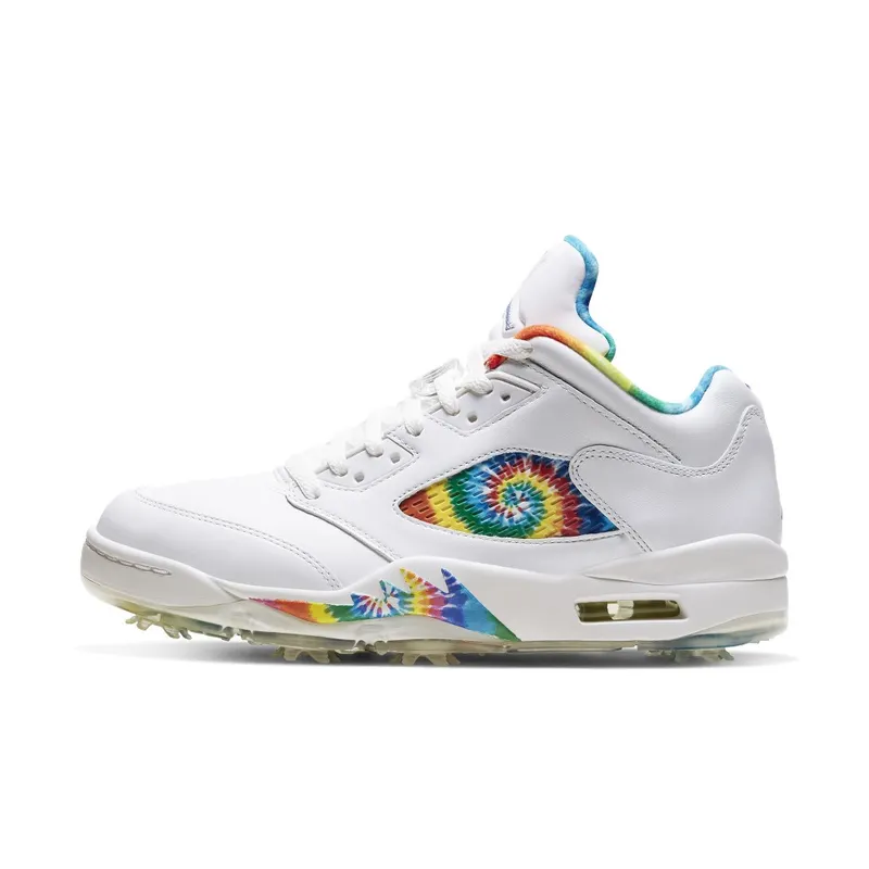 Jordan 5 Retro Low Golf Tie Dye Summit White/Deep Royal-Indigo Fog-Lemon Venom (CW4205-100)
