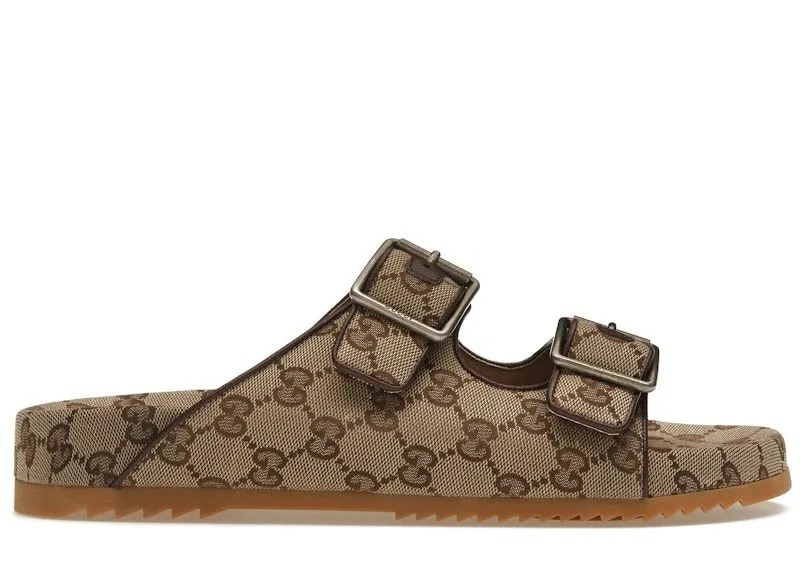 Gucci Strap Slide Sandal Beige Canvas (658020 2HK60 9791)
