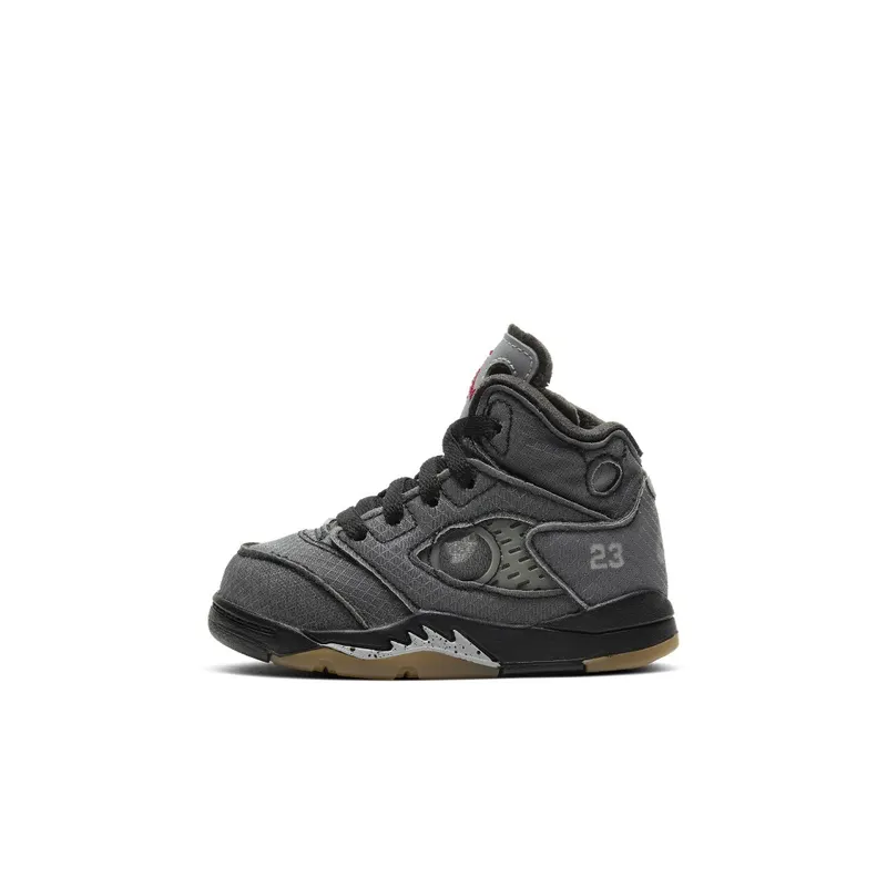 Jordan 5 Retro Off-White Black (TD) Black/Muslin-Fire Red (CV4828-001)