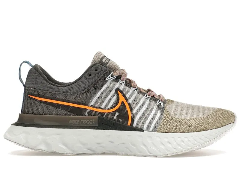Nike React Infinity Run Flyknit 2 Light Bone Grey Orange (DC4577-001)