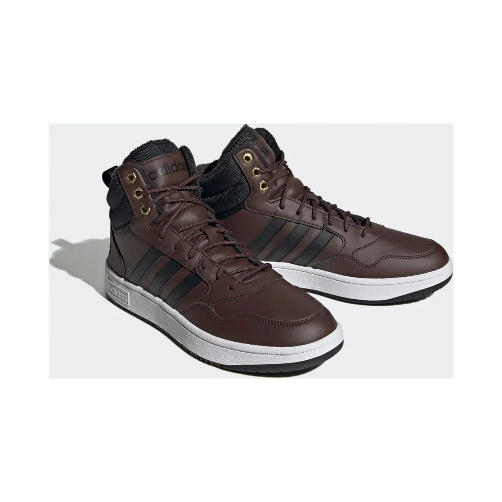 adidas Hoops 3.0 Mid Lifestyle Basketball Classic Winter Shoes Brown / Core Black / Gold Metallic (GZ6680)