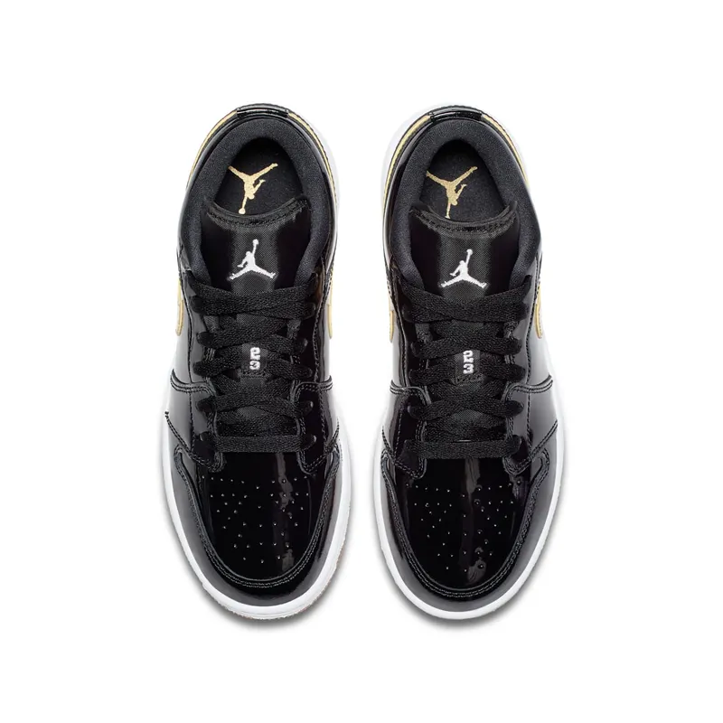Jordan 1 Retro Low Black Gold Patent (GS) Black/Metallic Gold-White (554723-032)