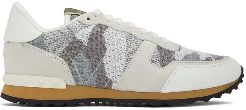 Valentino Garavani White & Gray Rockrunner Sneakers (1Y2S0723QRK)