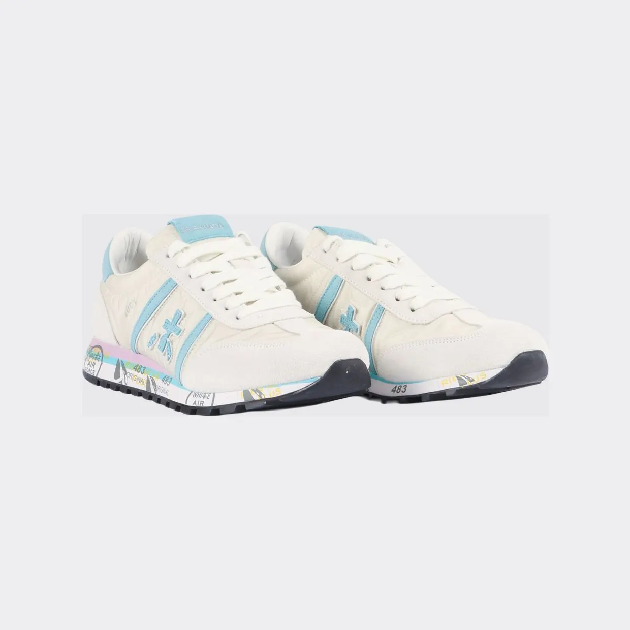 Premiata Lucy Suede And Perforated Fabric Sneakers White 1 (LUCYD8143)